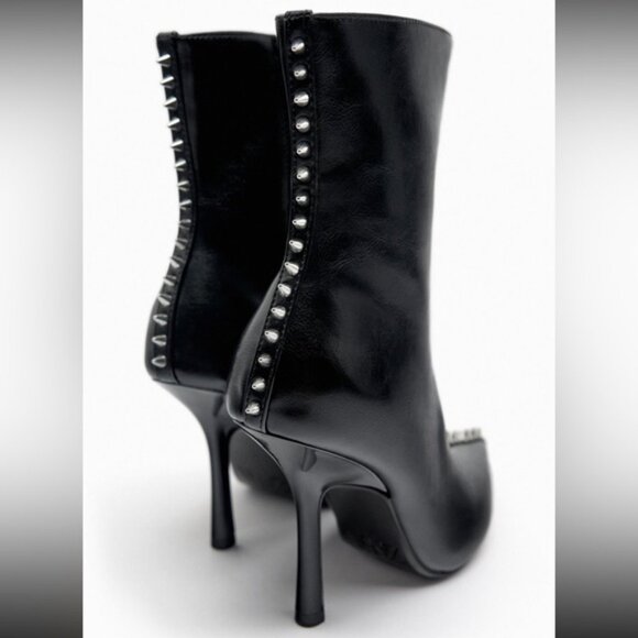 Zara Studded Heeled Ankle Boots studs Spiked Size 36 NEW - Picture 6 of 16